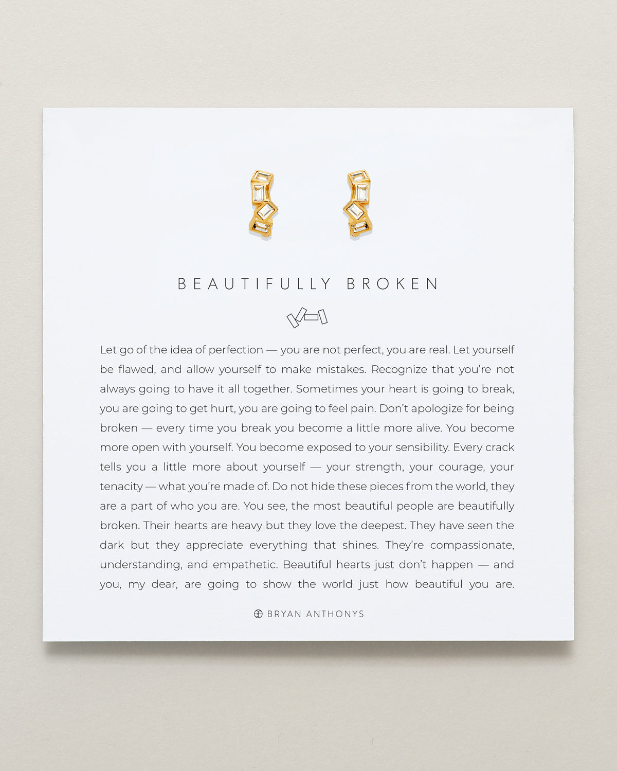 Bryan Anthonys Beautifully Broken Gold Huggie Earrings On Card 