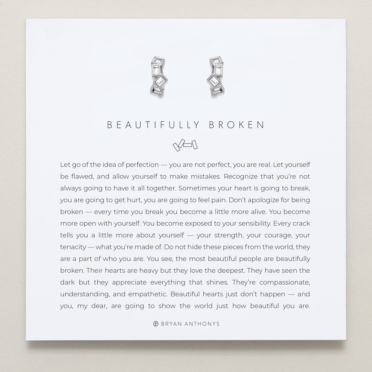 Bryan Anthonys Beautifully Broken Silver Huggie Earrings On Card 
