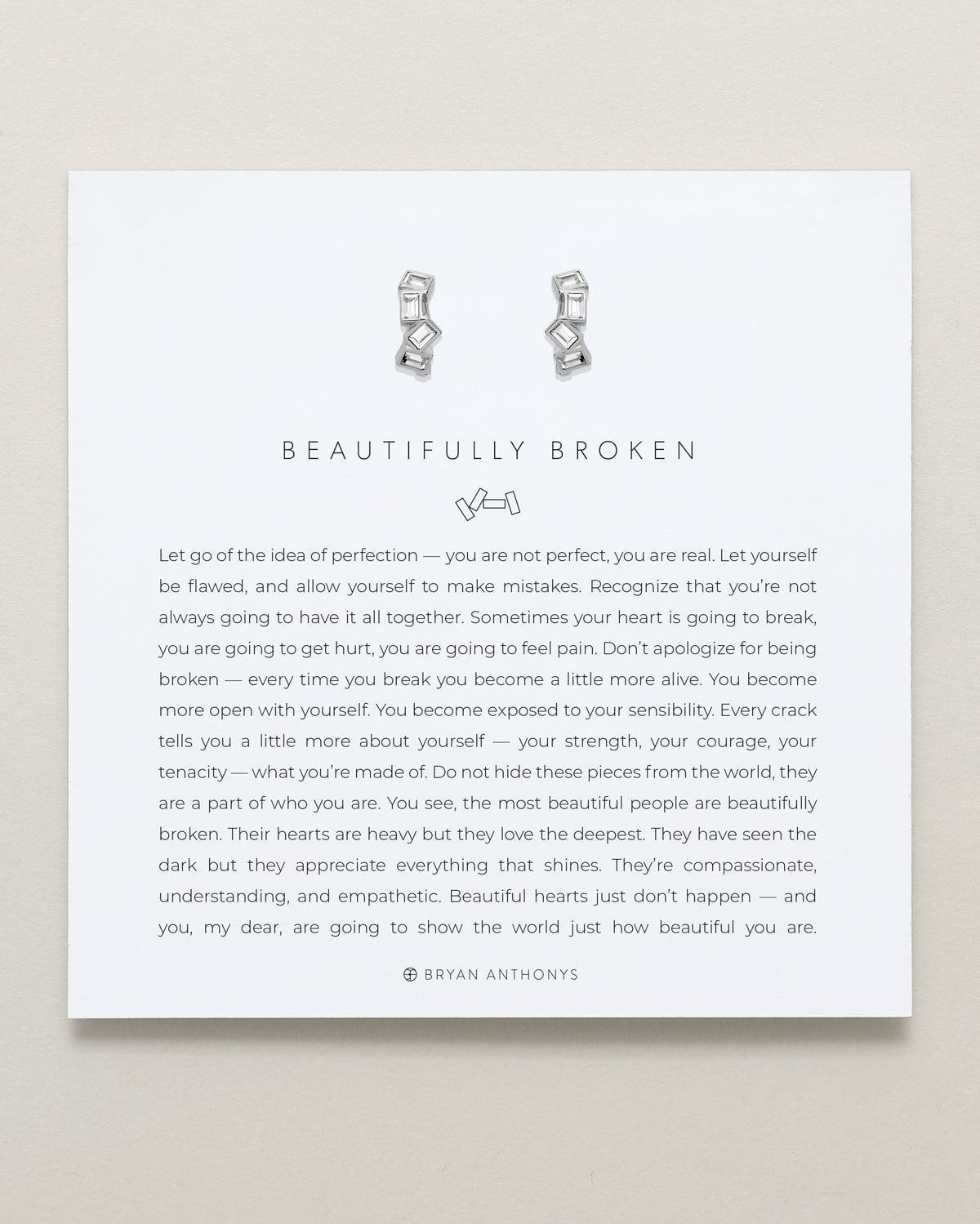 Bryan Anthonys Beautifully Broken Silver Huggie Earrings On Card 