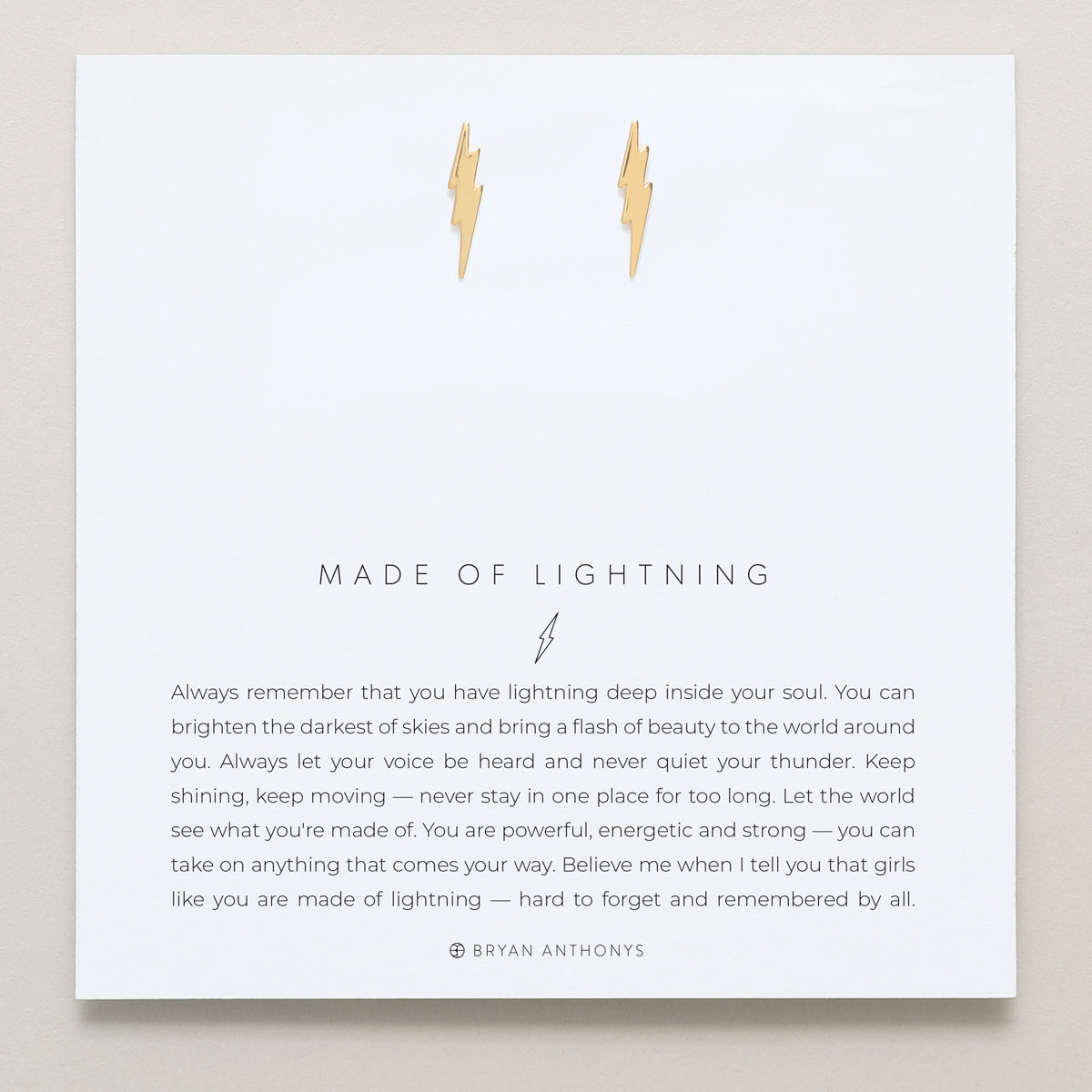 Bryan Anthonys Made Of Lightning Gold Earrings On Card