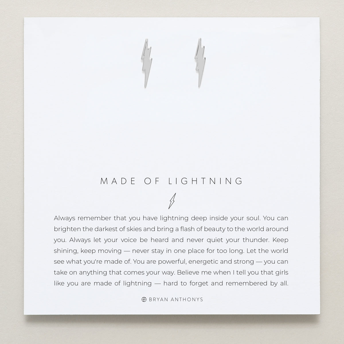Bryan Anthonys Made Of Lightning Silver Earrings On Card