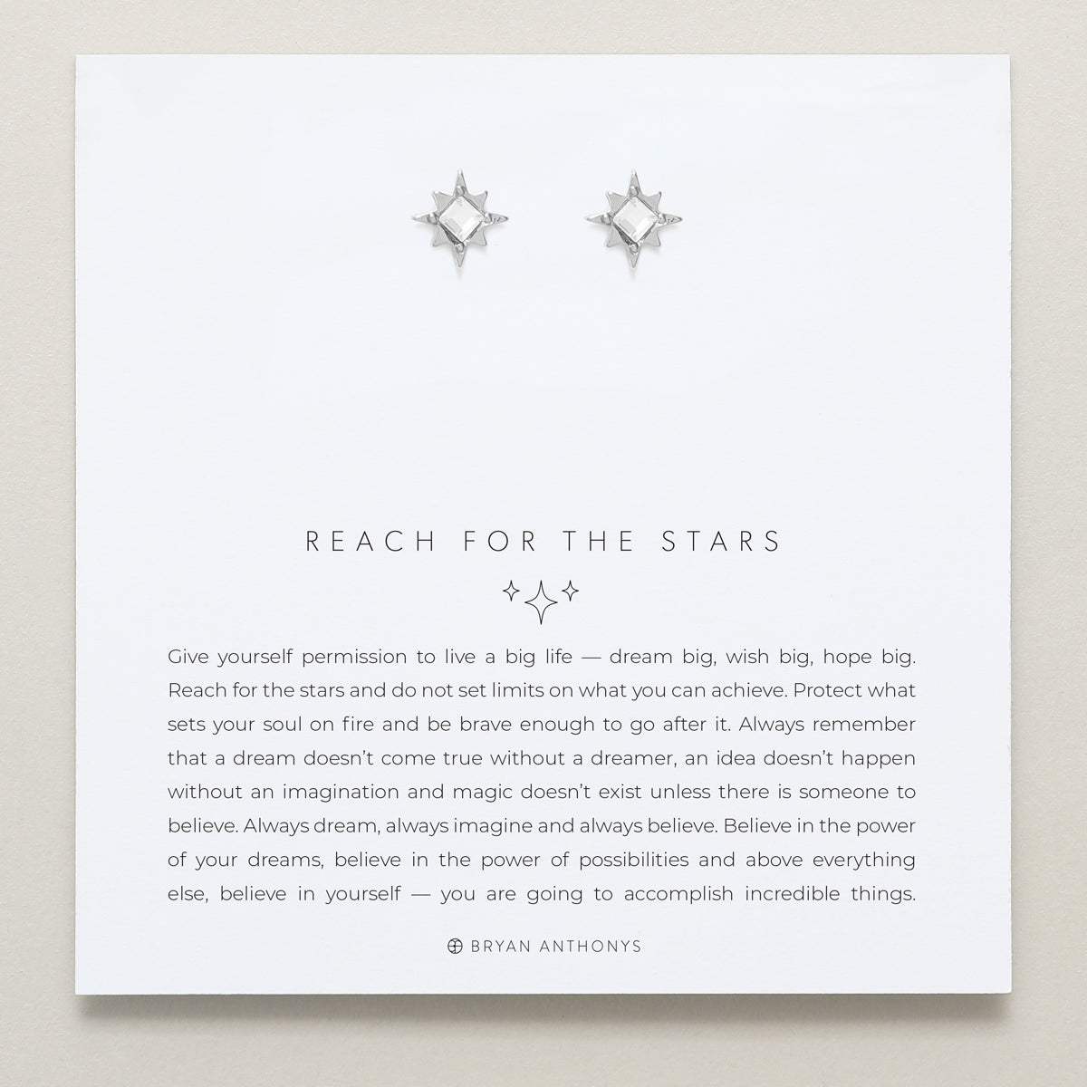 bryan anthonys dainty reach for the stars earrings silverBryan Anthonys Reach For The Stars Silver Earrings With Crystals On Card