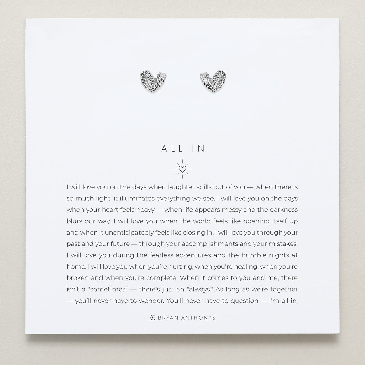 Bryan Anthonys All In Silver Stud Earring On Card 