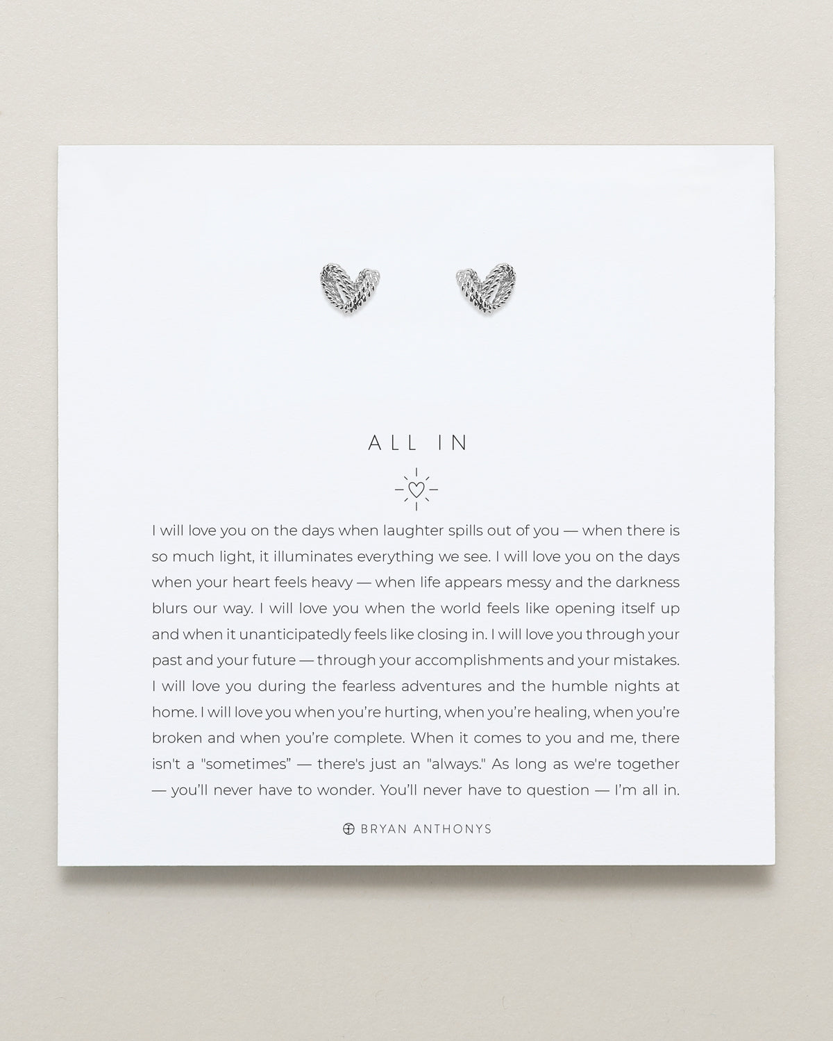 Bryan Anthonys All In Silver Stud Earring On Card 