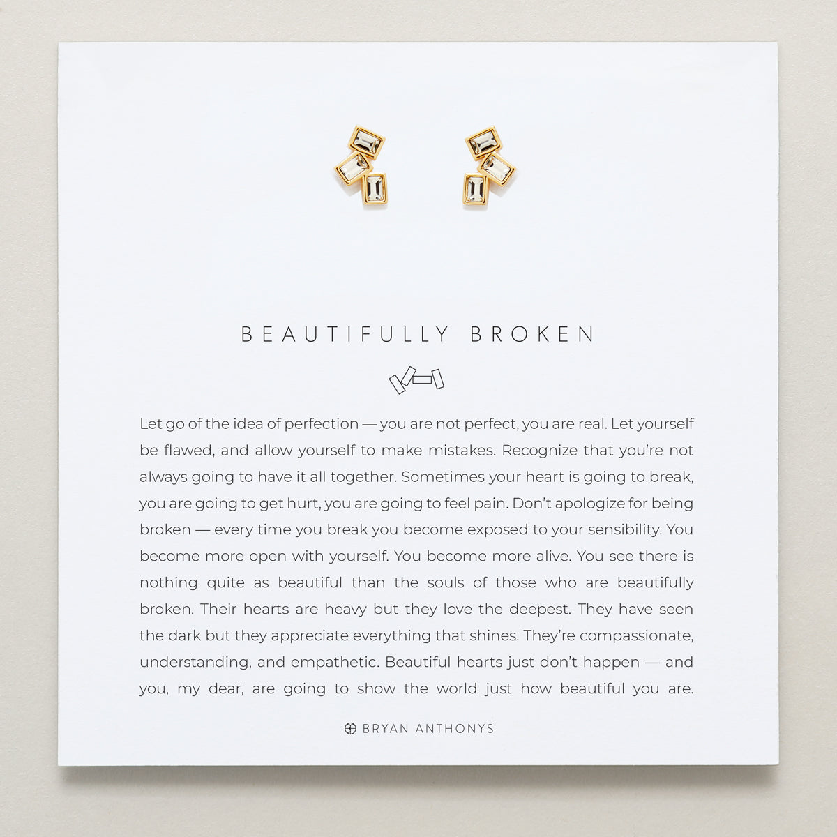 Bryan Anthonys Beautifully Broken Gold Stud Earrings On Card