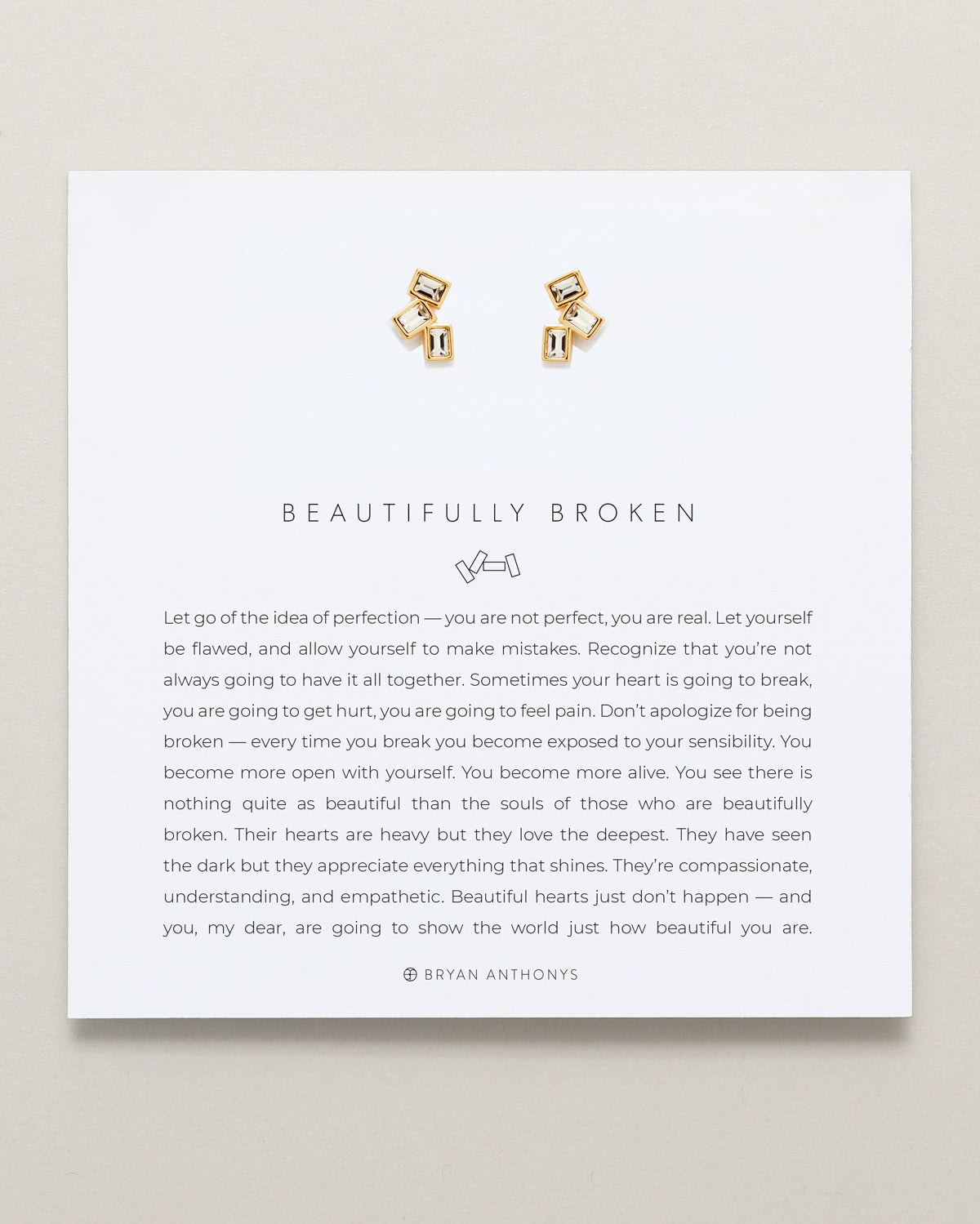 Bryan Anthonys Beautifully Broken Gold Stud Earrings On Card