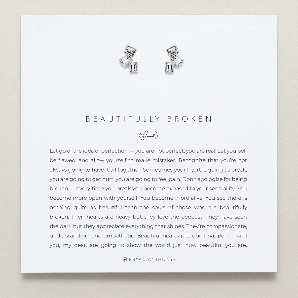 Bryan Anthonys Beautifully Broken Silver Stud Earrings On Card
