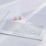 Grit Stud Earrings on card in 14k gold finish