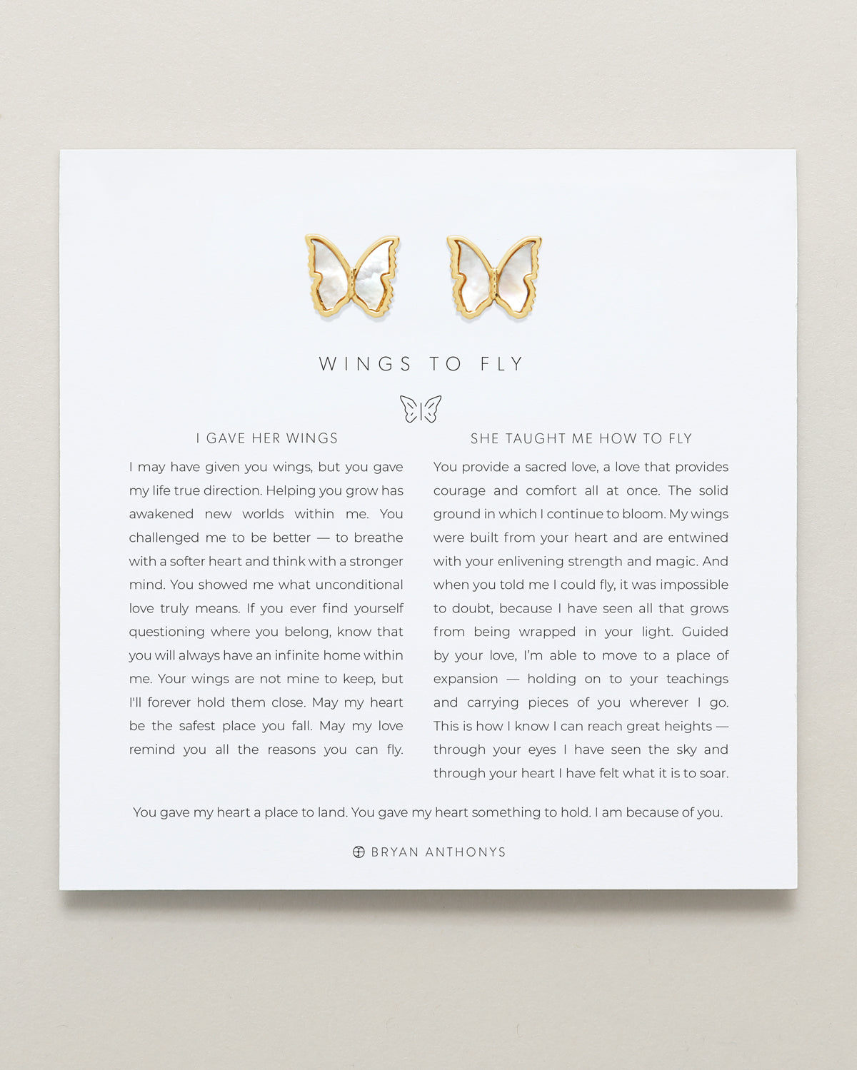 Bryan Anthonys Wings To Fly Gold Stud Earrings On Card