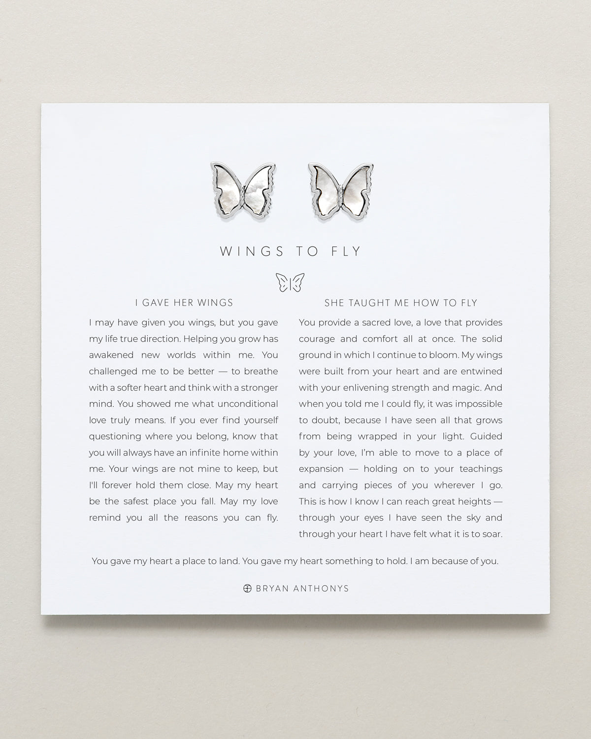 Bryan Anthonys Wings To Fly Silver Stud Earrings On Card