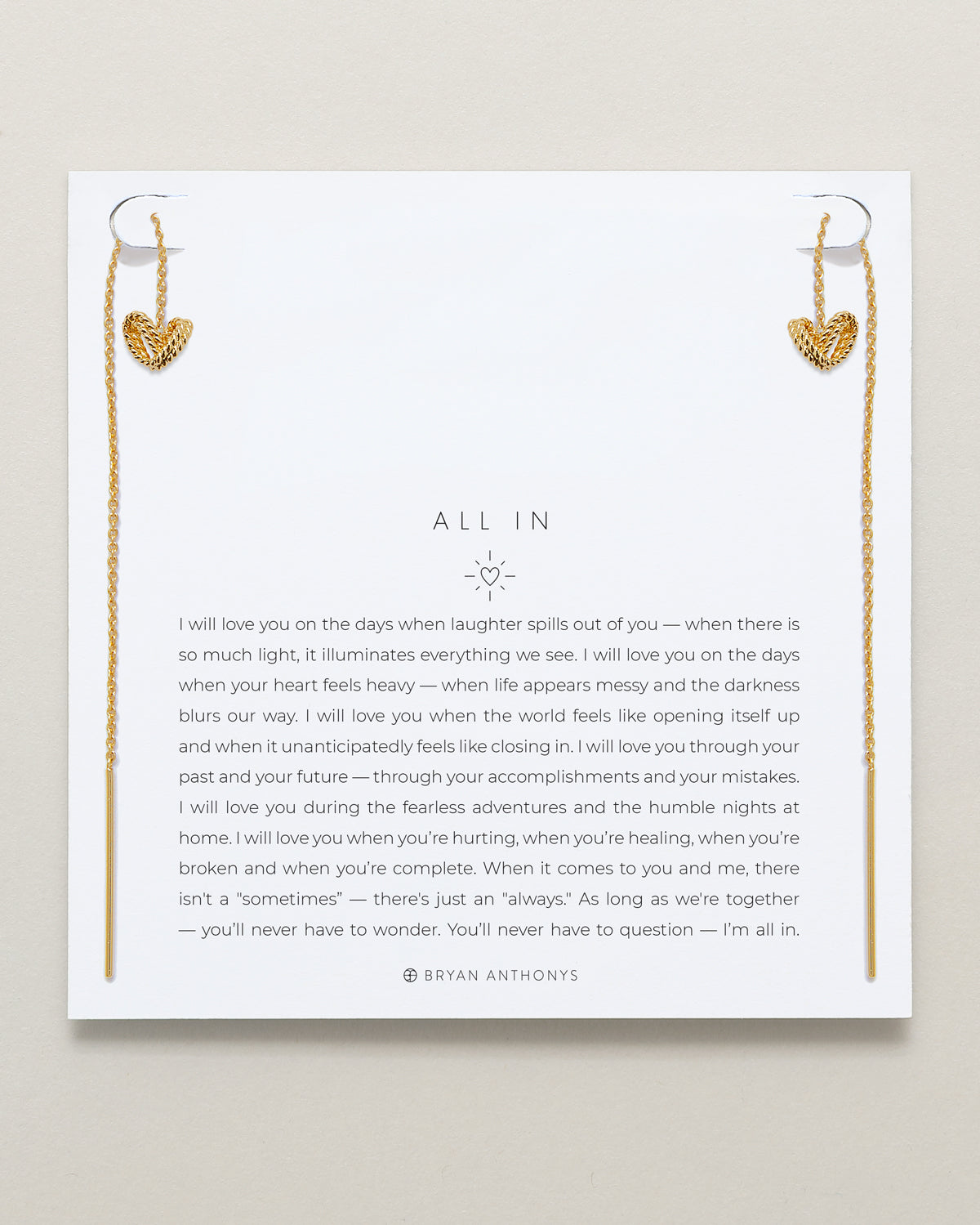 Bryan Anthonys All In Gold Threader Earring On Card