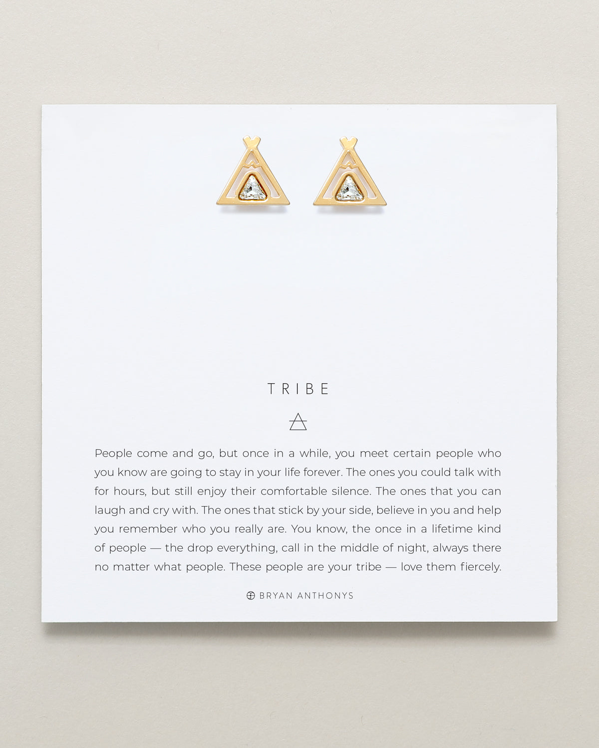 Bryan Anthonys Tribe Gold Earrings With Crystals On Card