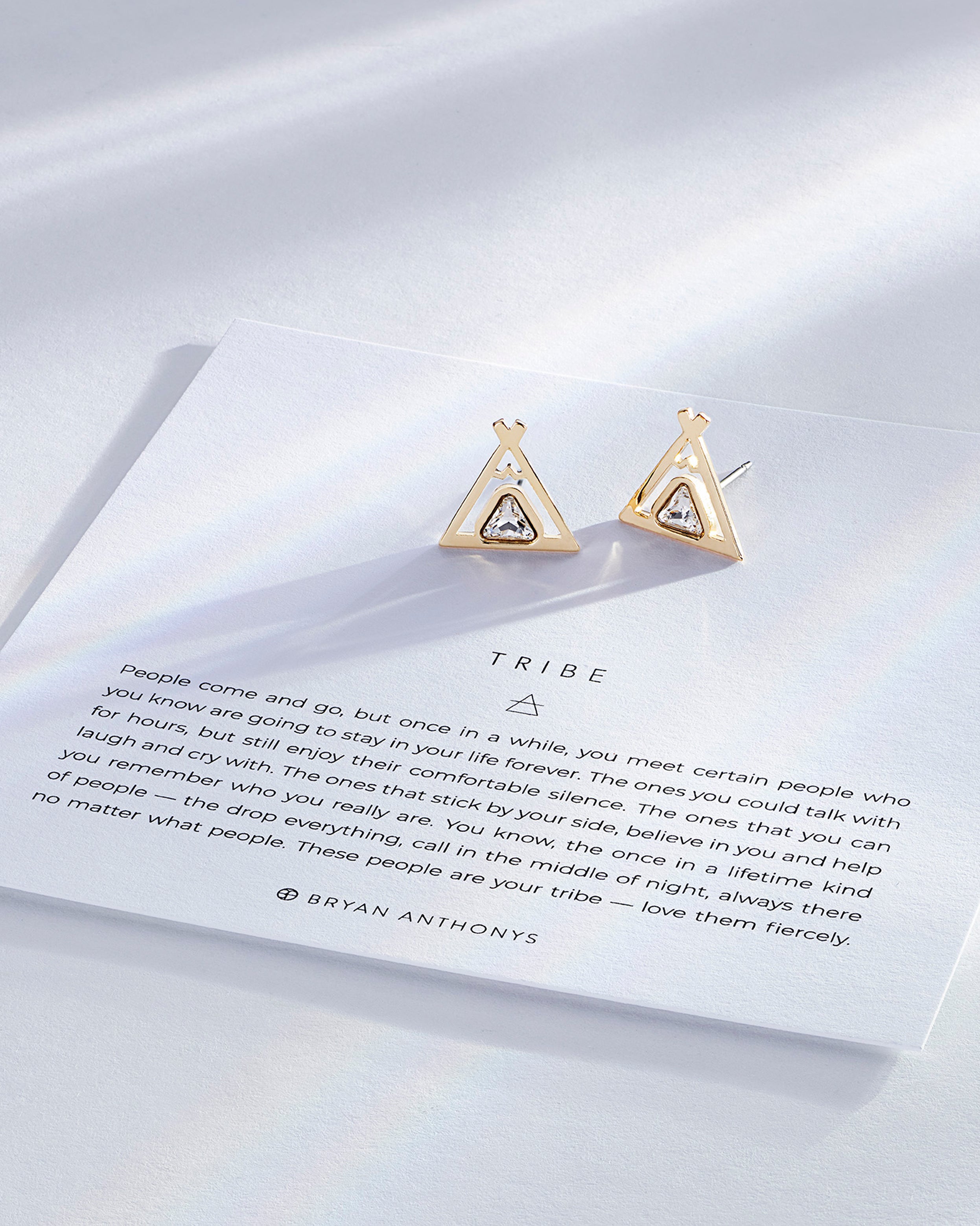 Tribe Friendship Earrings on card in 14k gold finish