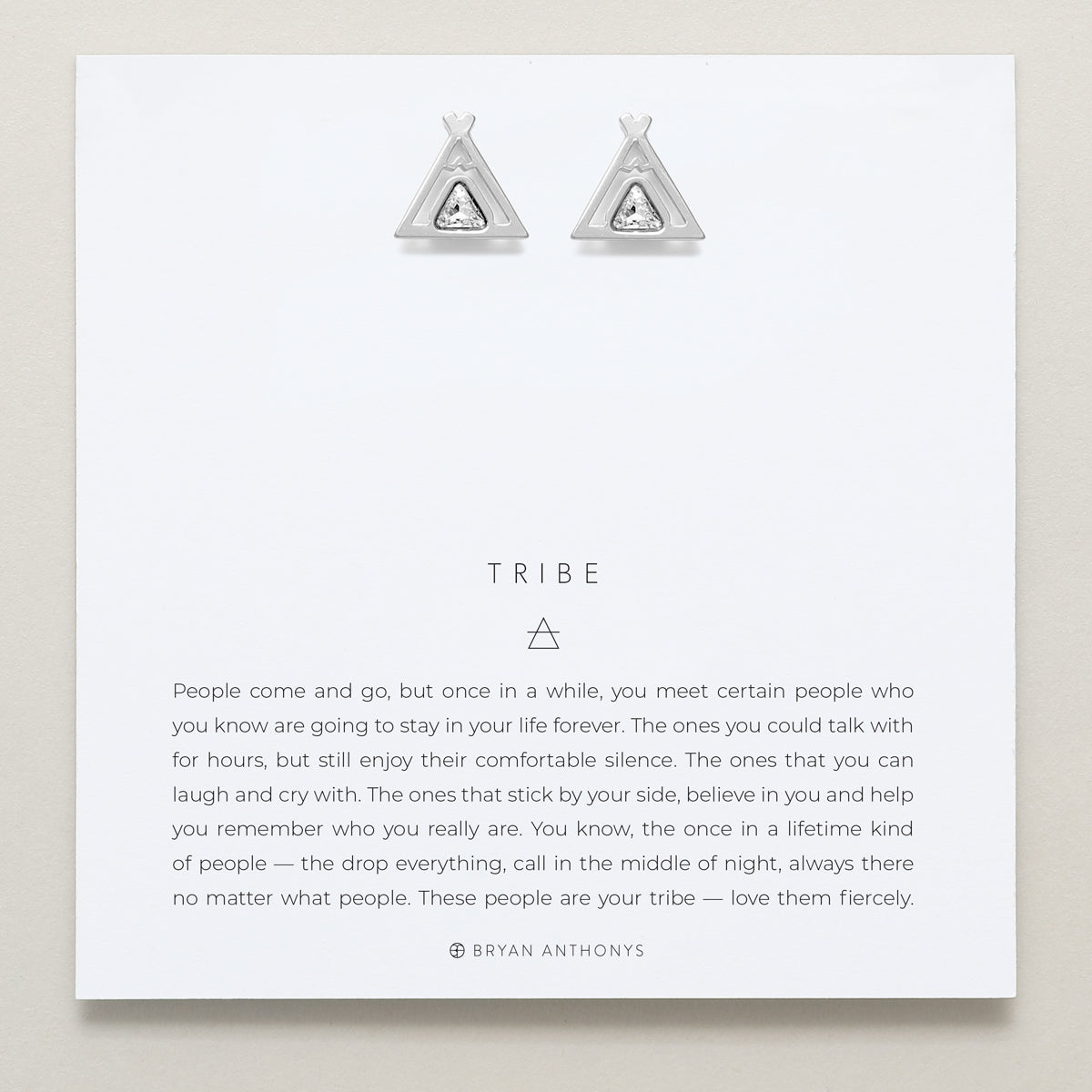 Bryan Anthonys Tribe Silver Earrings With Crystals On Card