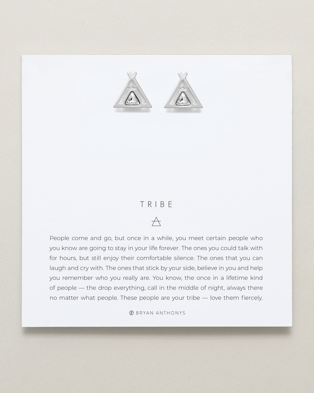 Bryan Anthonys Tribe Silver Earrings With Crystals On Card