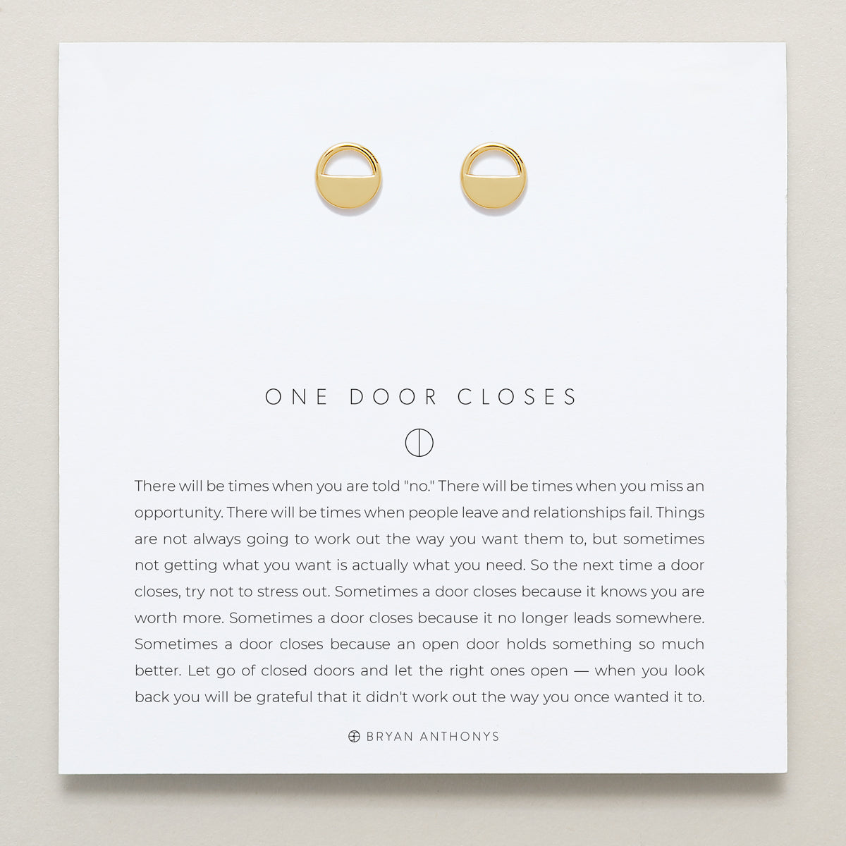 Bryan Anthonys One Door Closes Gold Earring On Card