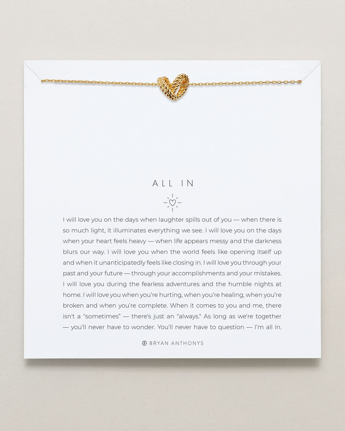 Bryan Anthonys All In Gold Necklace On Card