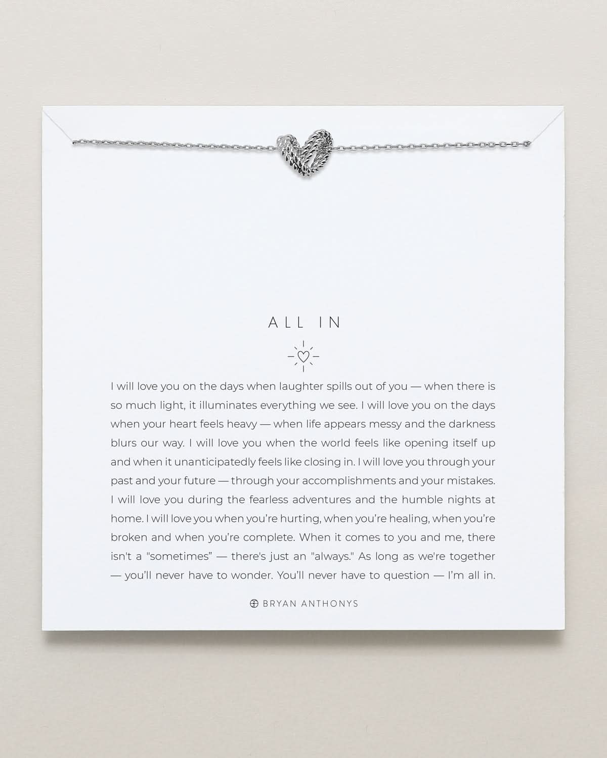 Bryan Anthonys All In Silver Necklace On Card