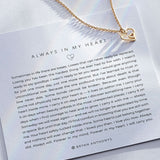 Always In My Heart Necklace showcase in 14k gold on card