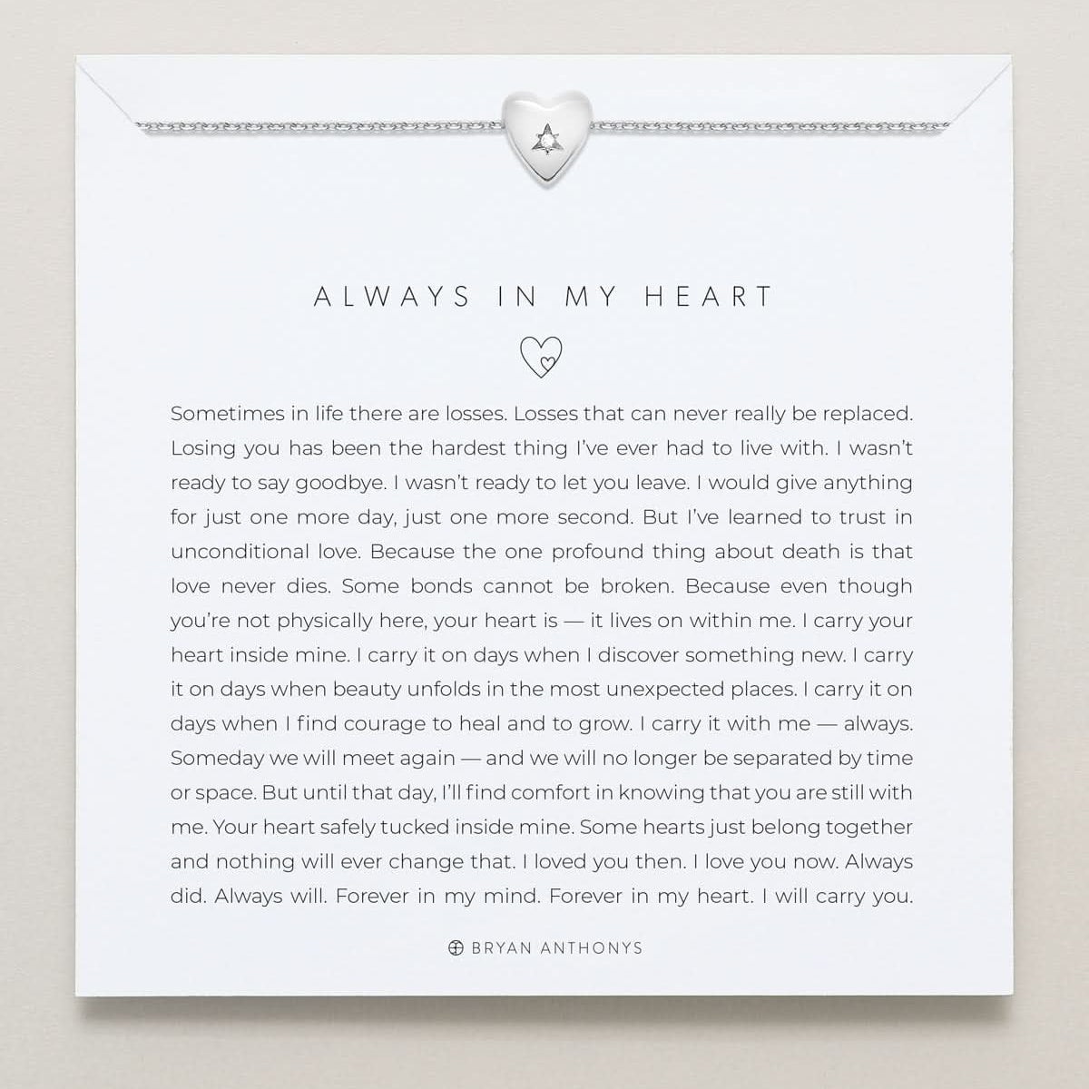 Bryan Anthonys Always In My Heart Silver Icon Necklace On Card