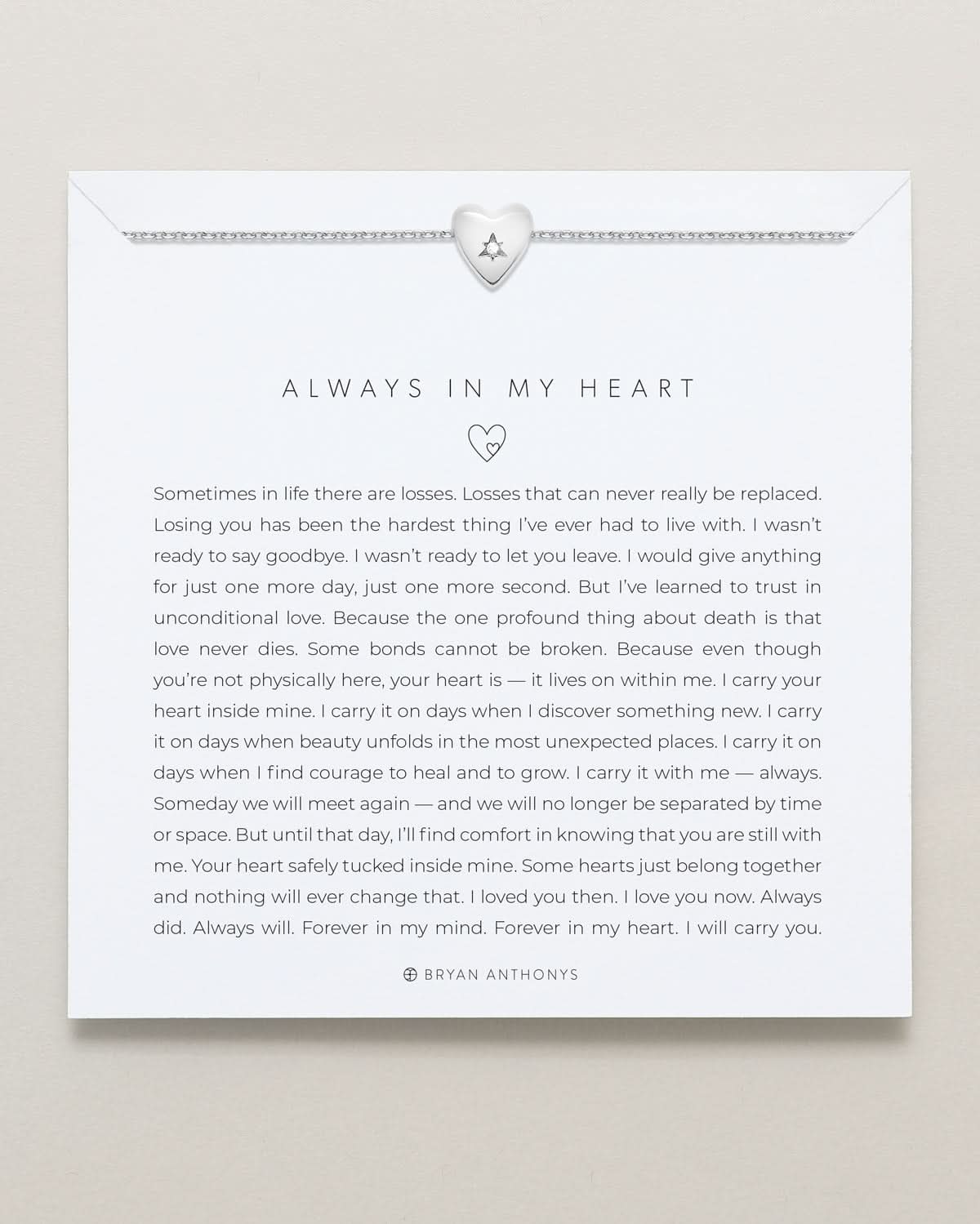 Bryan Anthonys Always In My Heart Silver Icon Necklace On Card