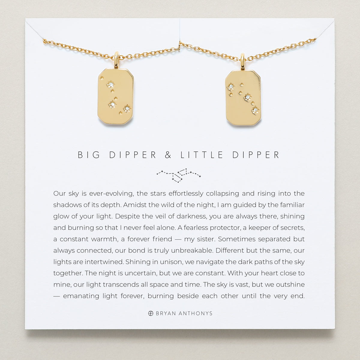 bryan anthonys big dipper little dipper sister necklace set 14k gold