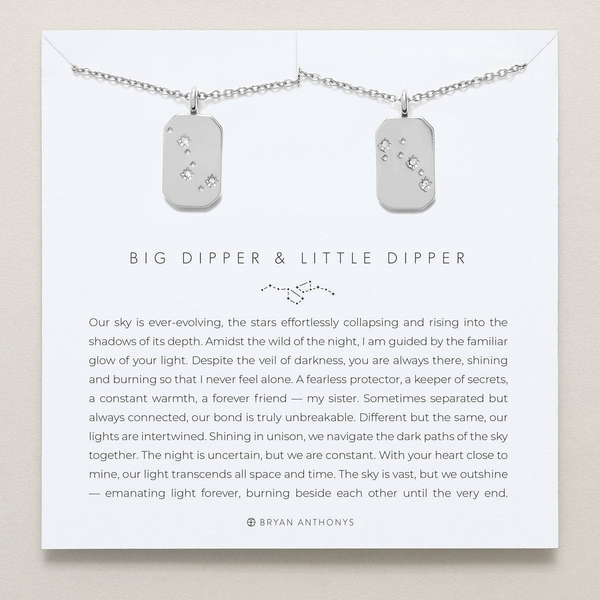 bryan anthonys big dipper little dipper sister necklace set silver