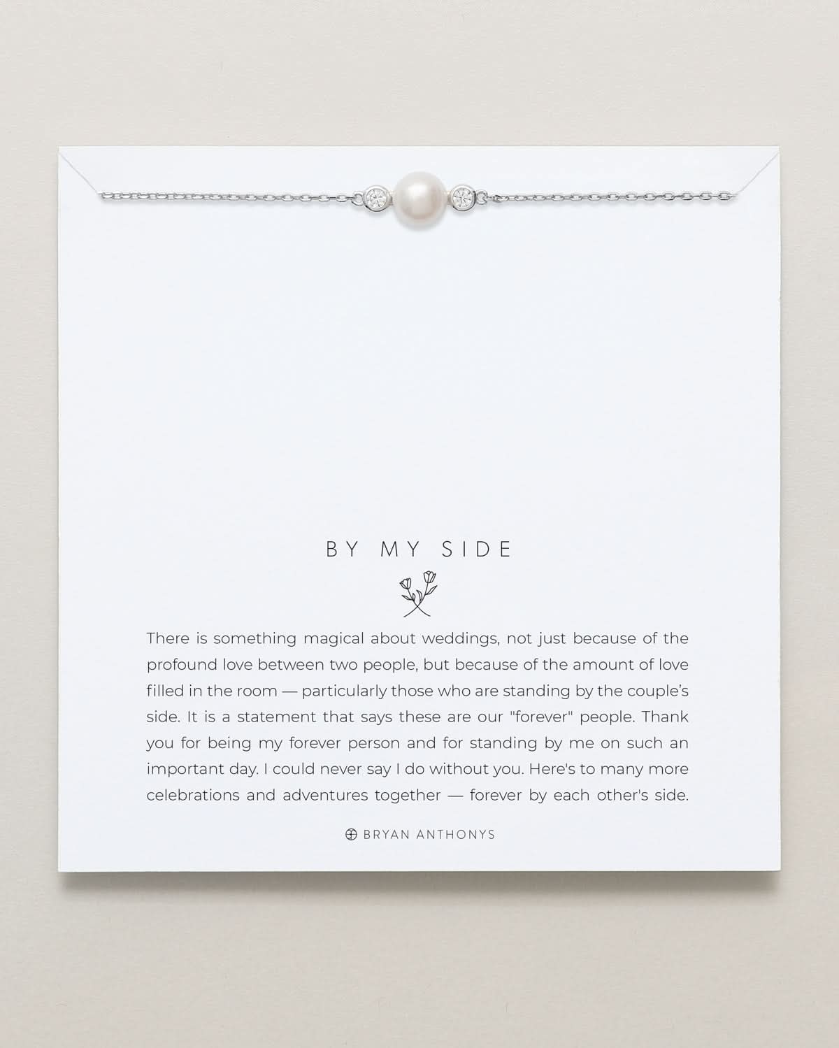 Bryan Anthonys By My Side Pearl Silver Necklace On Card