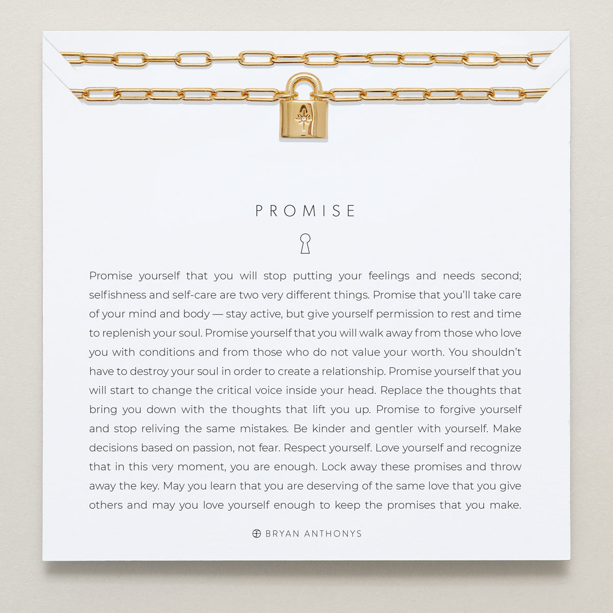 Bryan Anthonys Promise Gold Chain Necklace On Card