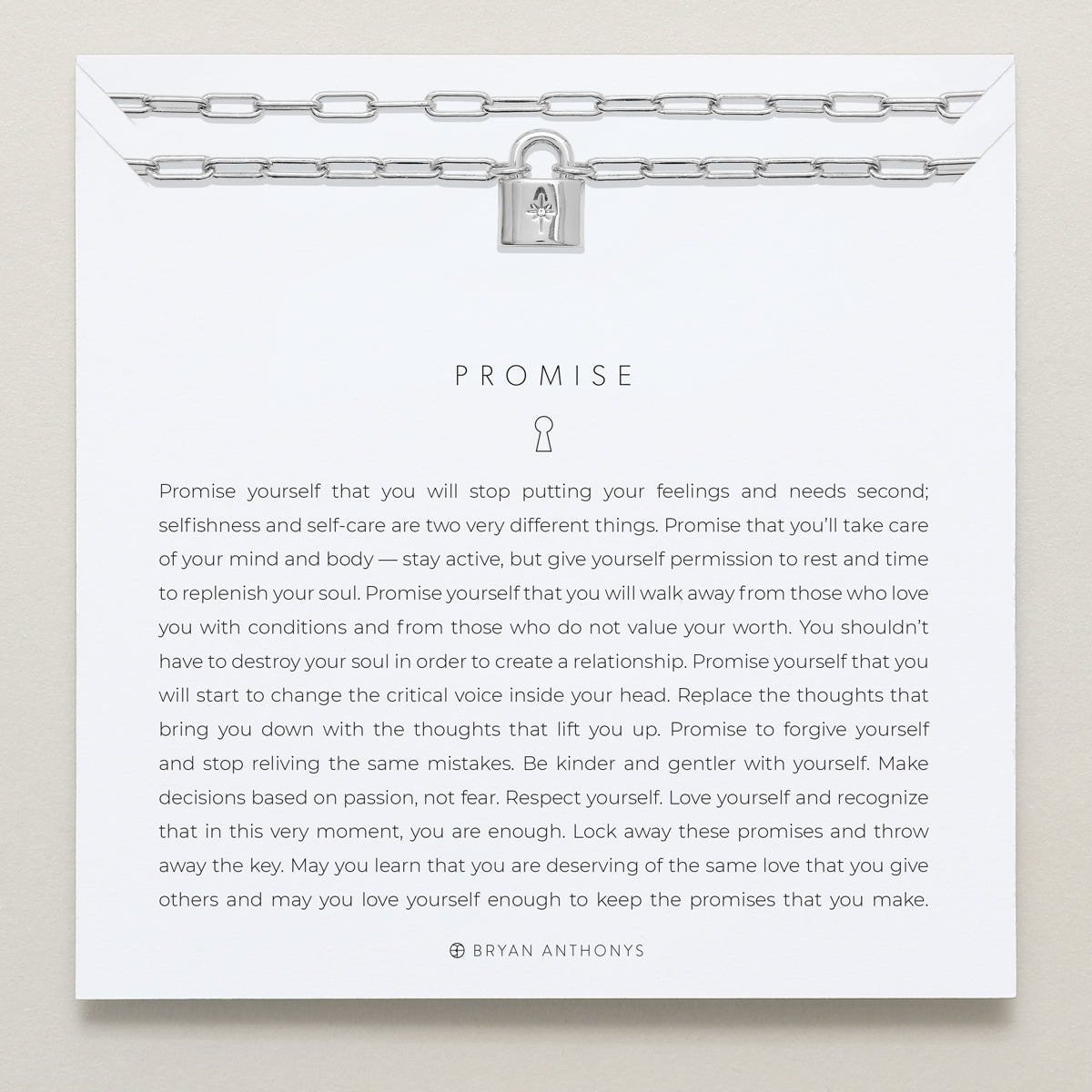 Bryan Anthonys Promise Silver Chain Necklace On Card