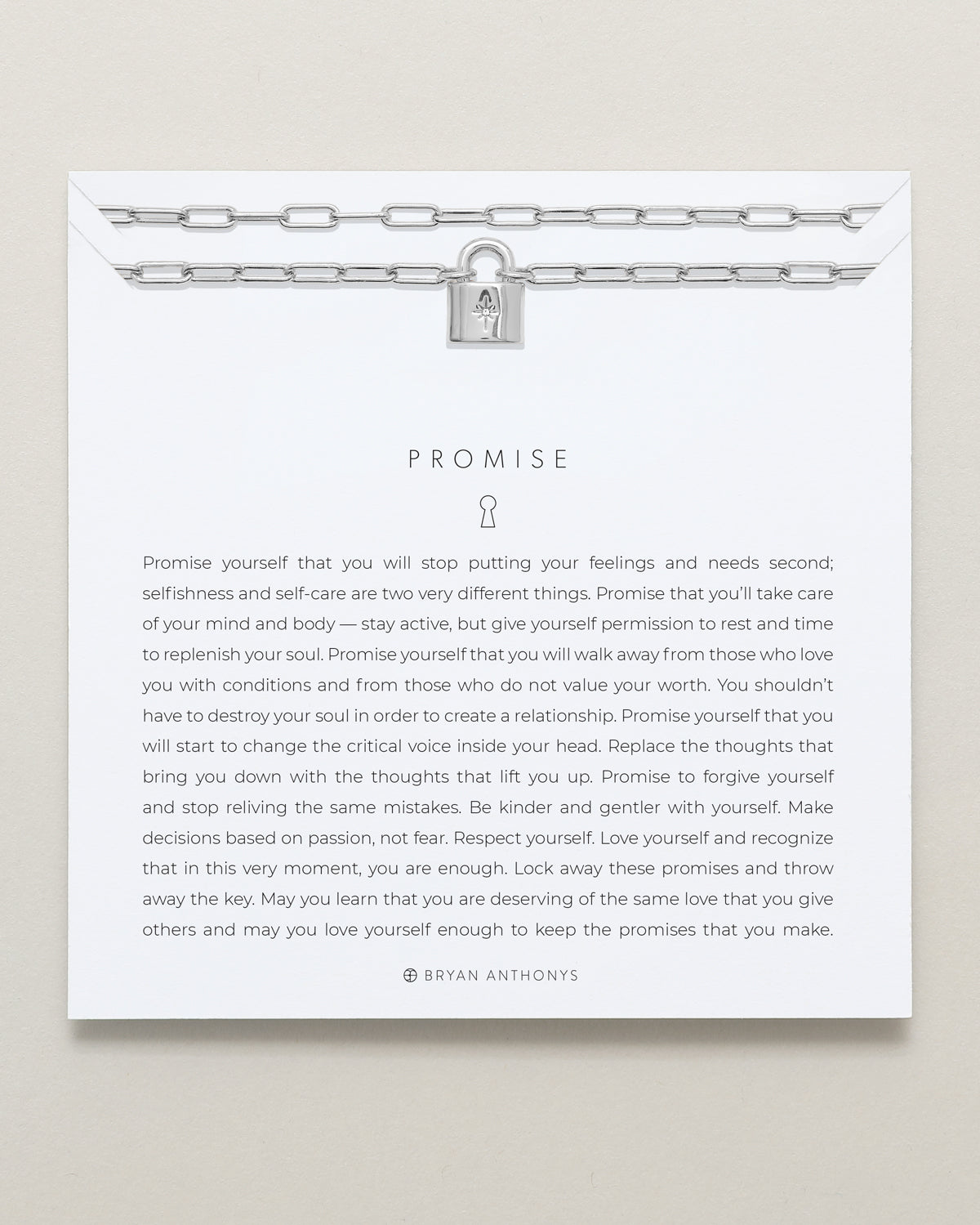 Bryan Anthonys Promise Silver Chain Necklace On Card