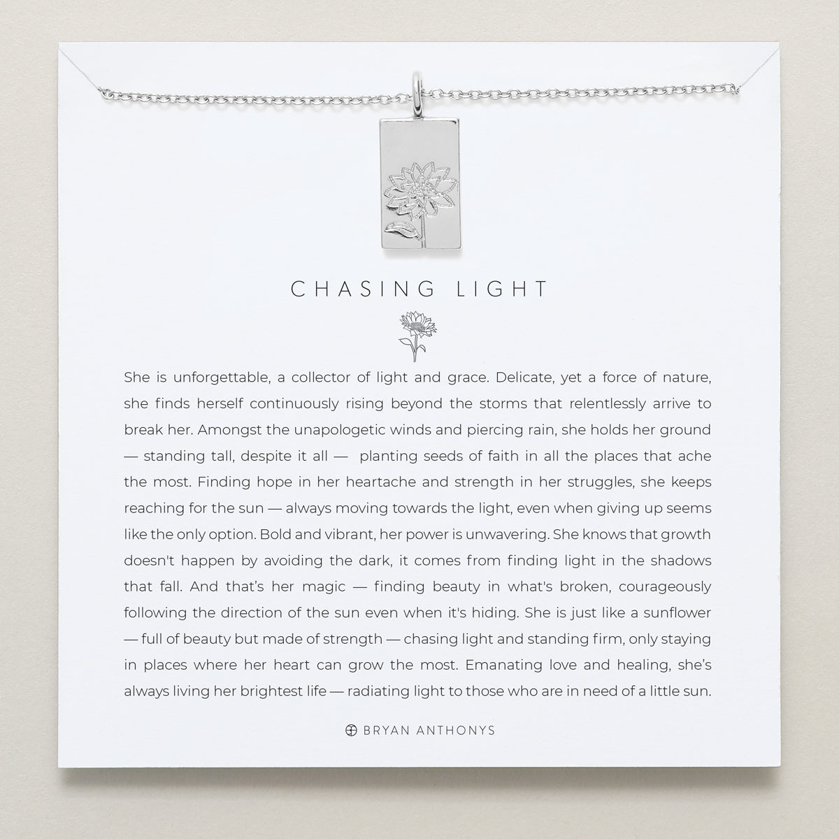 bryan anthonys chasing light sunflower necklace silver