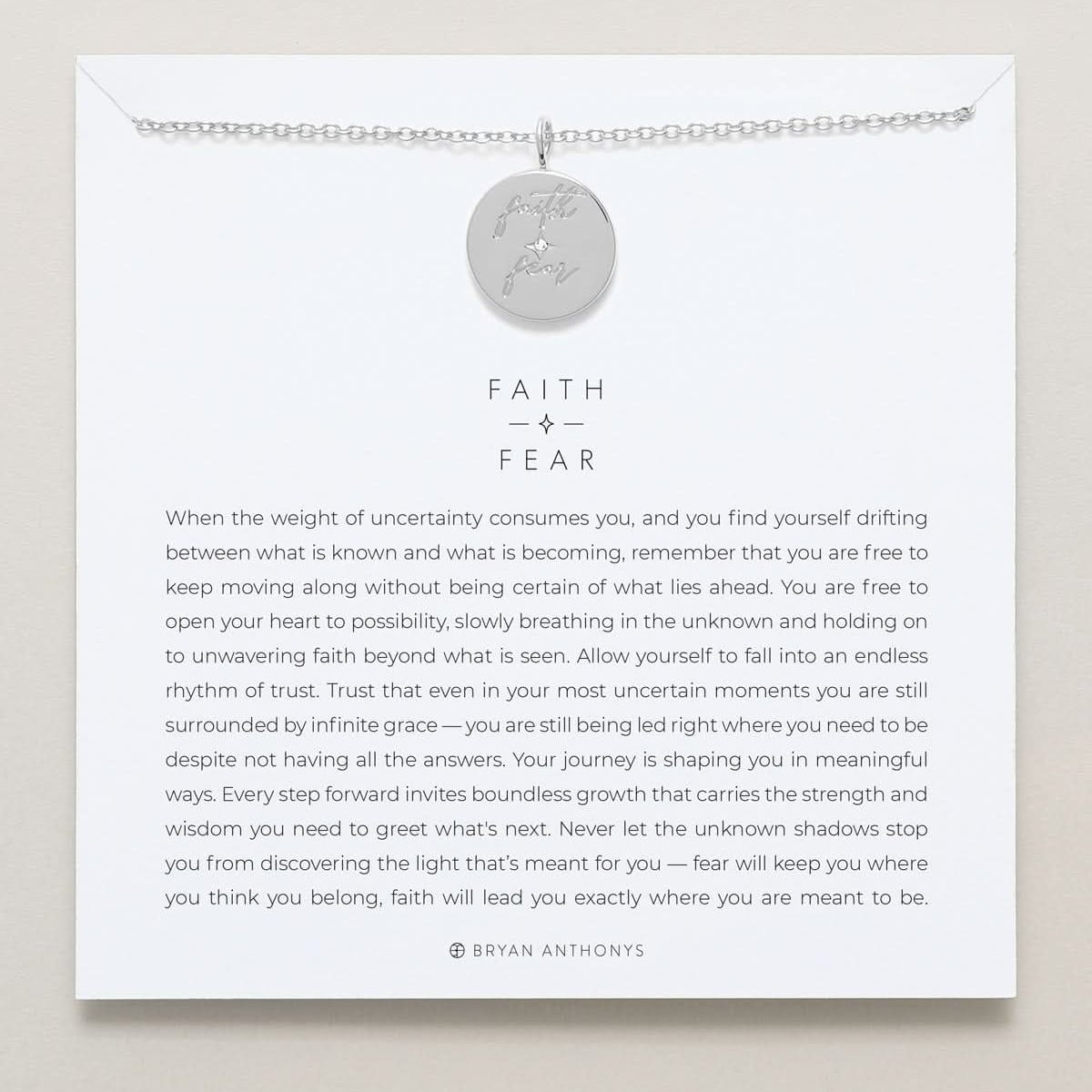 bryan anthonys faith over fear necklace mindful messages silver