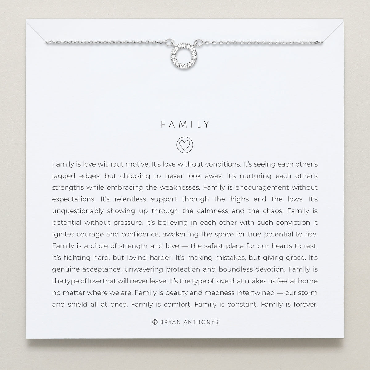 Bryan Anthonys Family Silver Necklace On Card