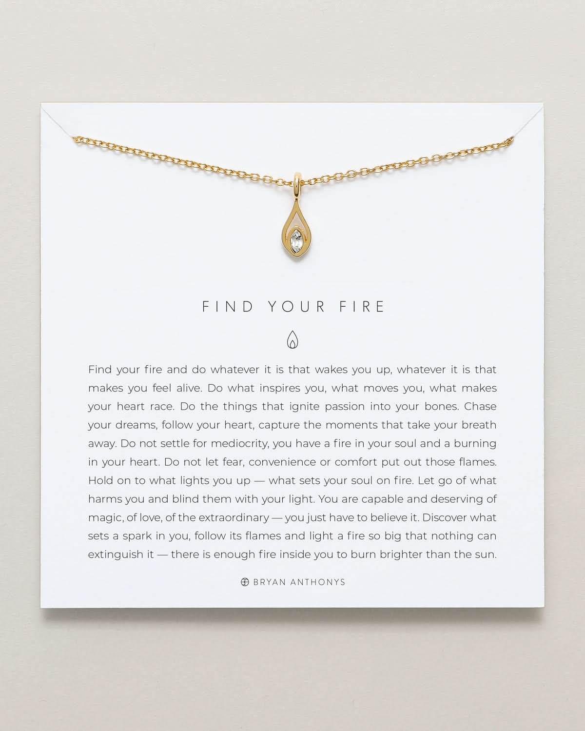 Bryan Anthonys dainty find your fire flame necklace 14k gold