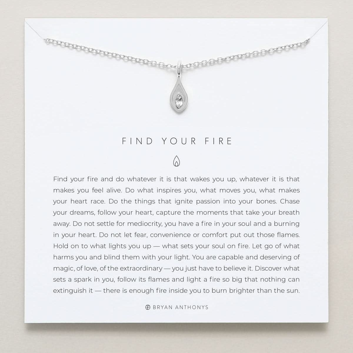 Bryan Anthonys dainty find your fire flame necklace silver
