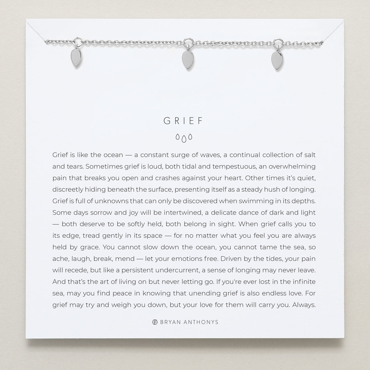 Bryan Anthonys Grief Teardrop Necklace silver