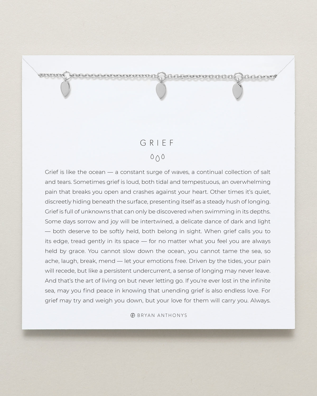 Bryan Anthonys Grief Teardrop Necklace silver