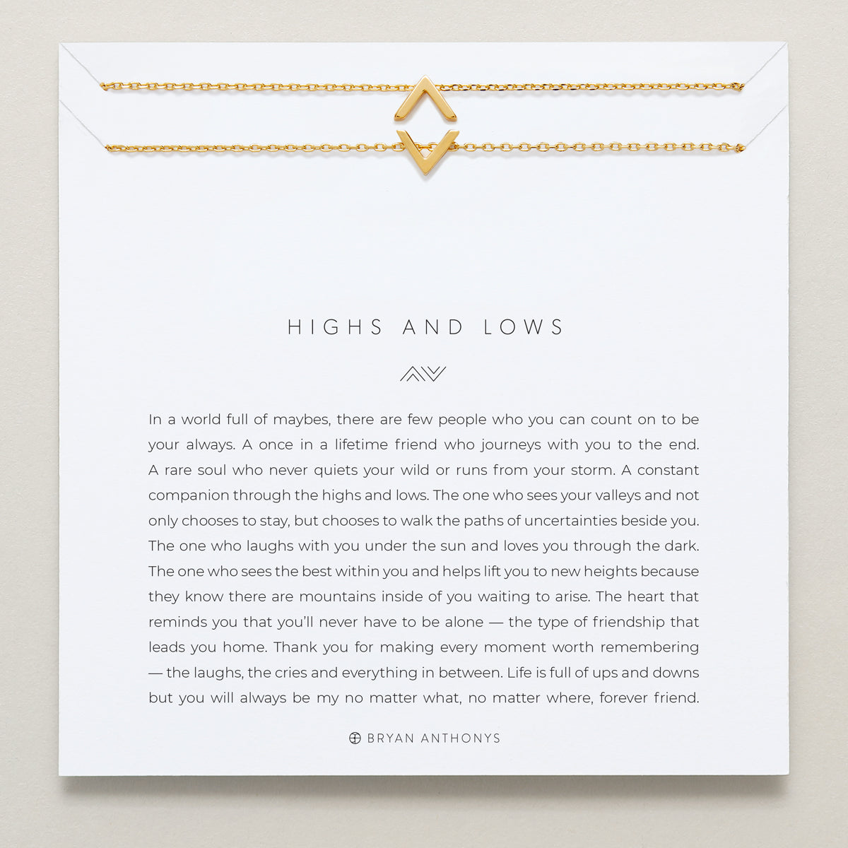 Bryan Anthonys Highs and Lows Gold Necklace Set On Card