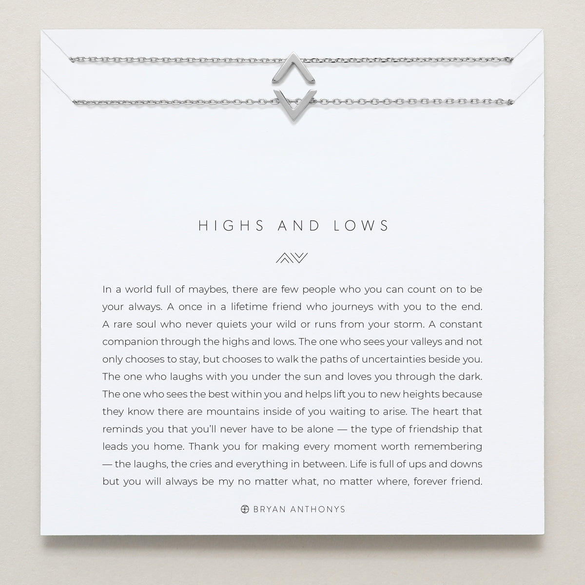 Bryan Anthonys Highs and Lows Silver Necklace Set On Card