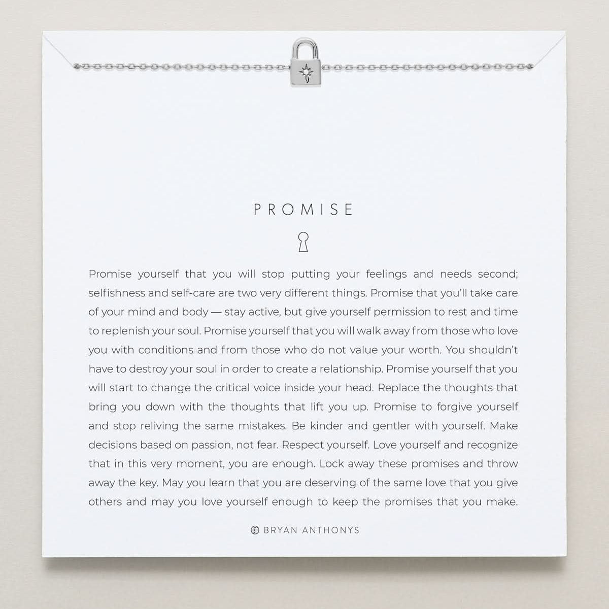 Bryan Anthonys Promise Silver Icon Necklace Set On Card