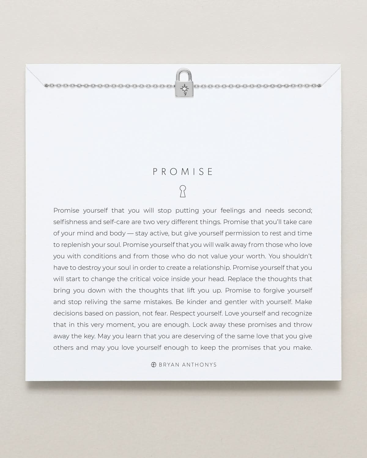 Bryan Anthonys Promise Silver Icon Necklace Set On Card