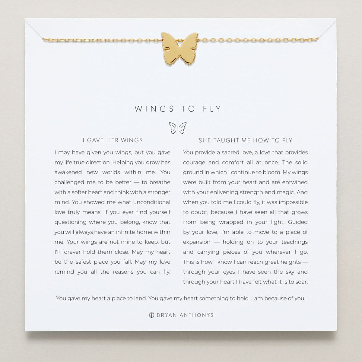 Bryan Anthonys Wings To Fly Gold Icon Necklace On Card