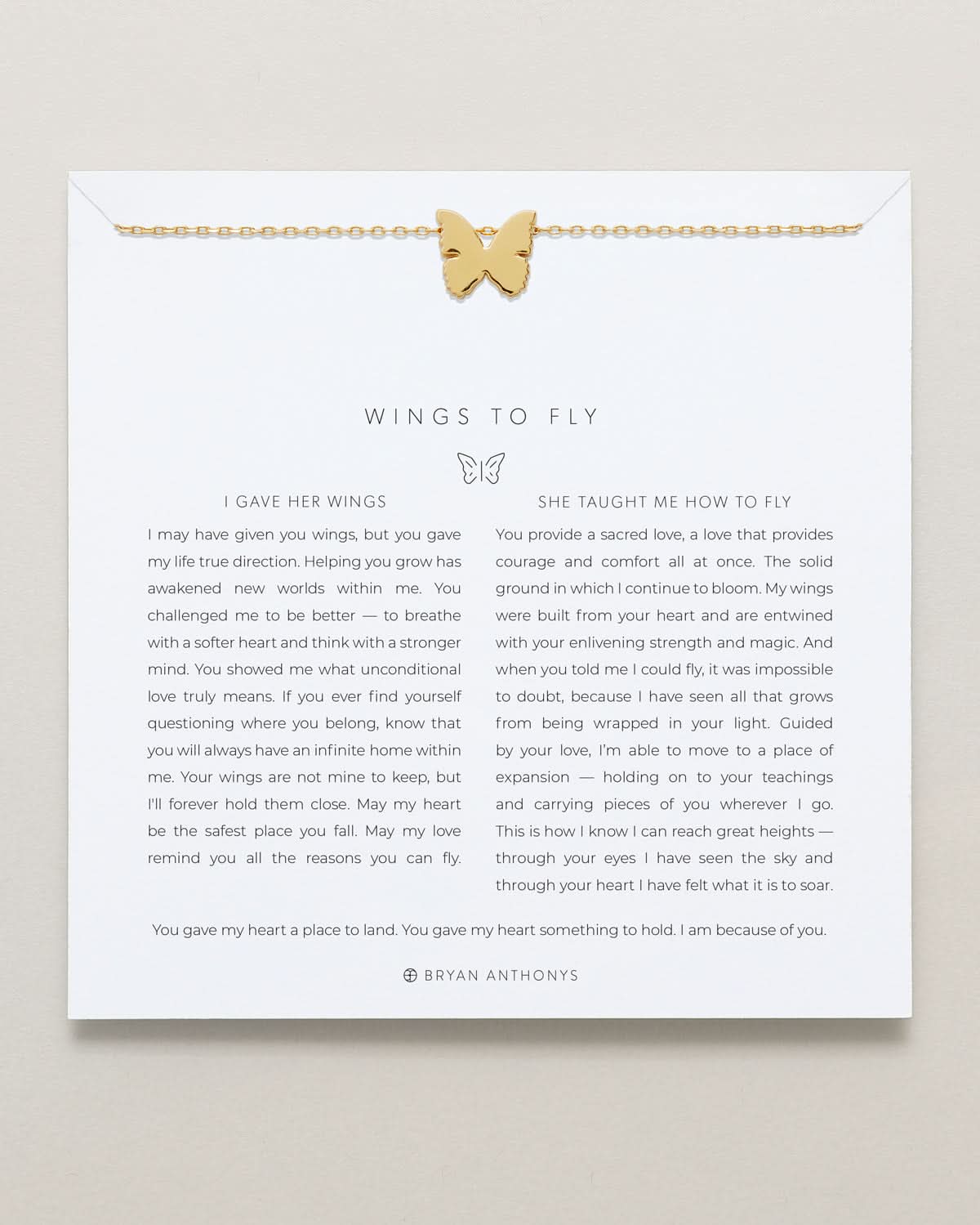 Bryan Anthonys Wings To Fly Gold Icon Necklace On Card