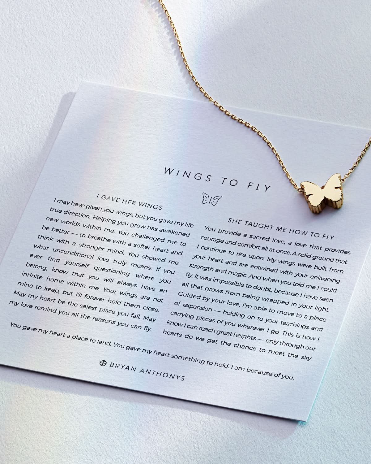 Bryan Anthonys Wings To Fly Gold Icon Necklace On Card Dynamic