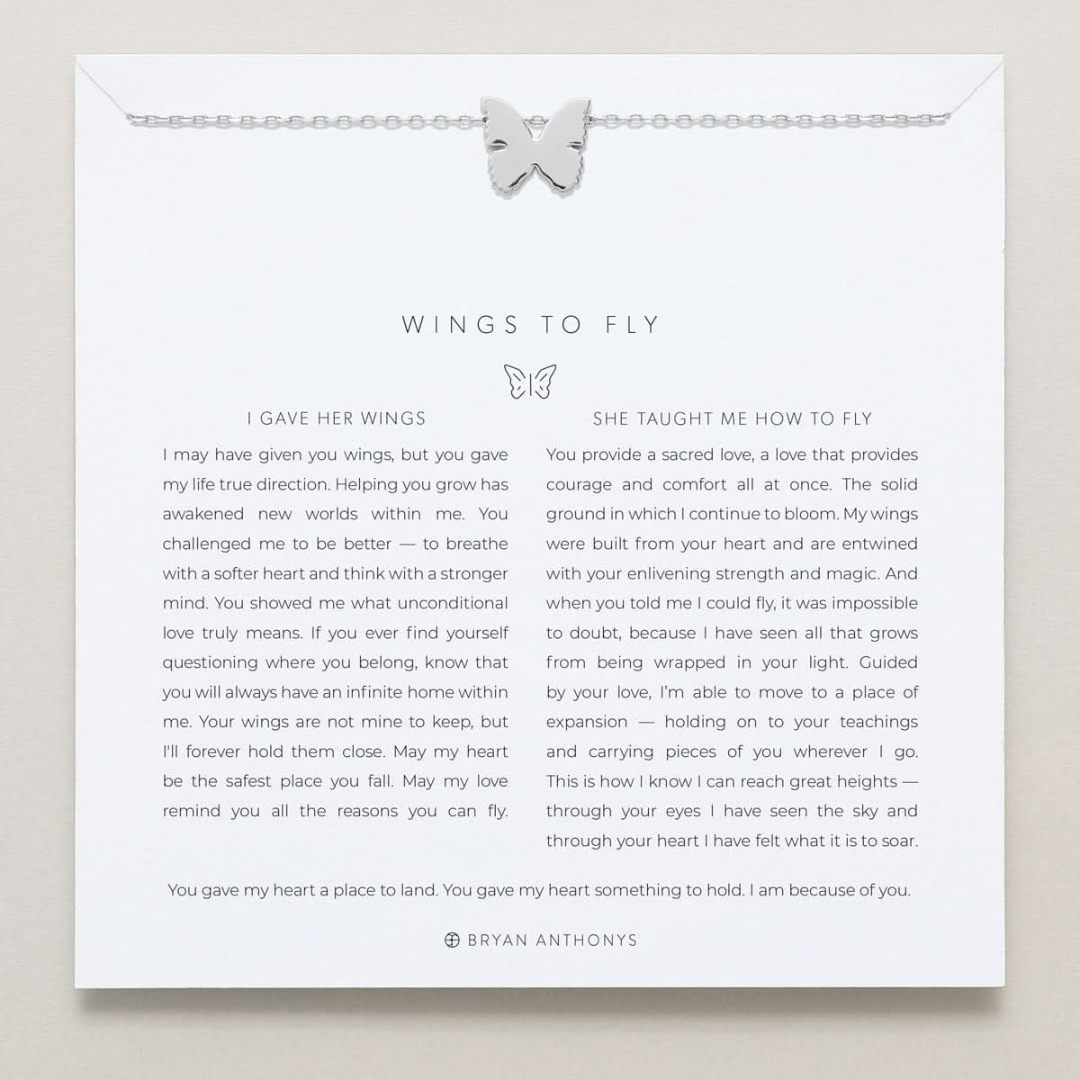 Bryan Anthonys Wings To Fly Silver Icon Necklace On Card