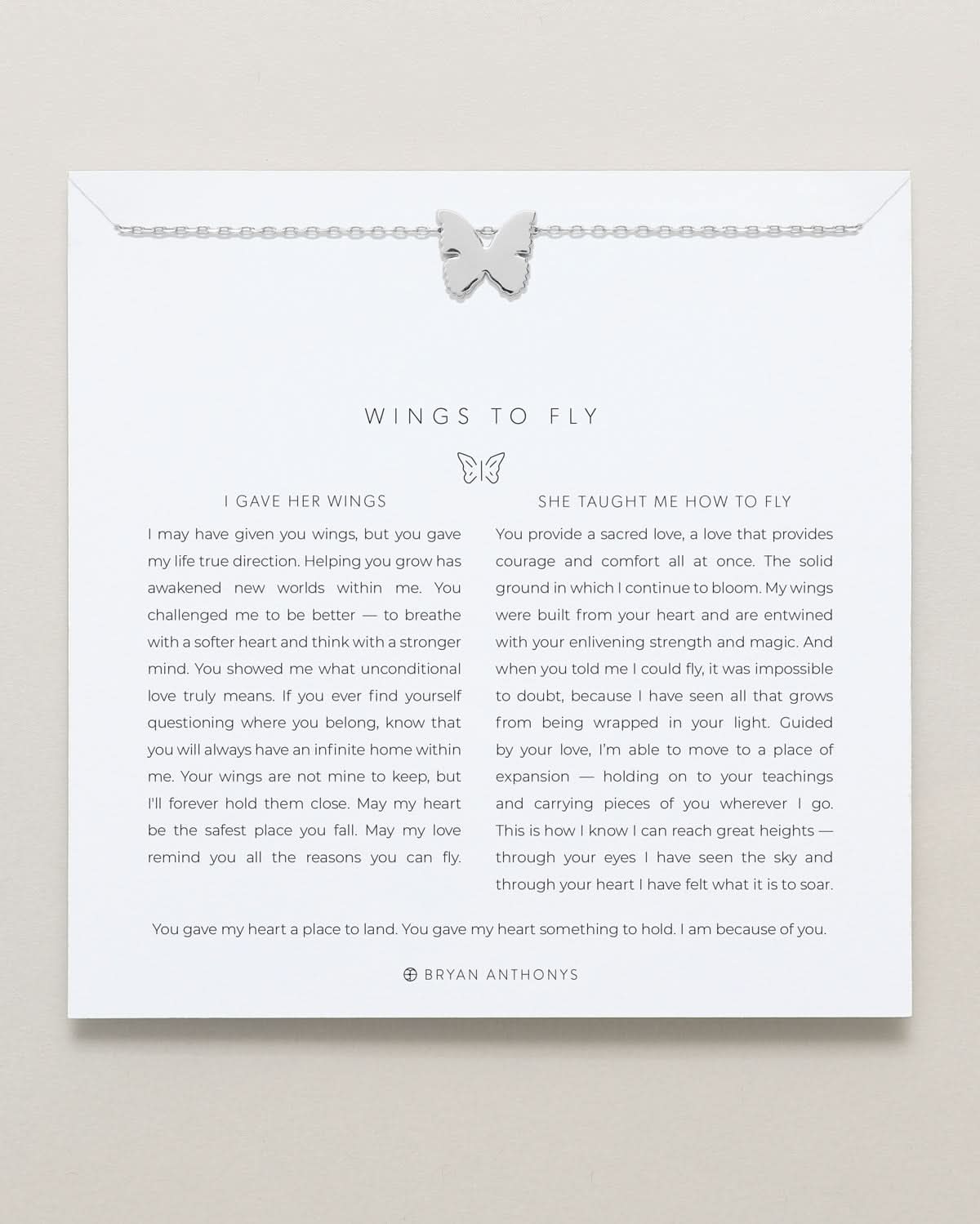 Bryan Anthonys Wings To Fly Silver Icon Necklace On Card