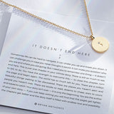 It Doesn't End Here Necklace showcase in 14k gold on card