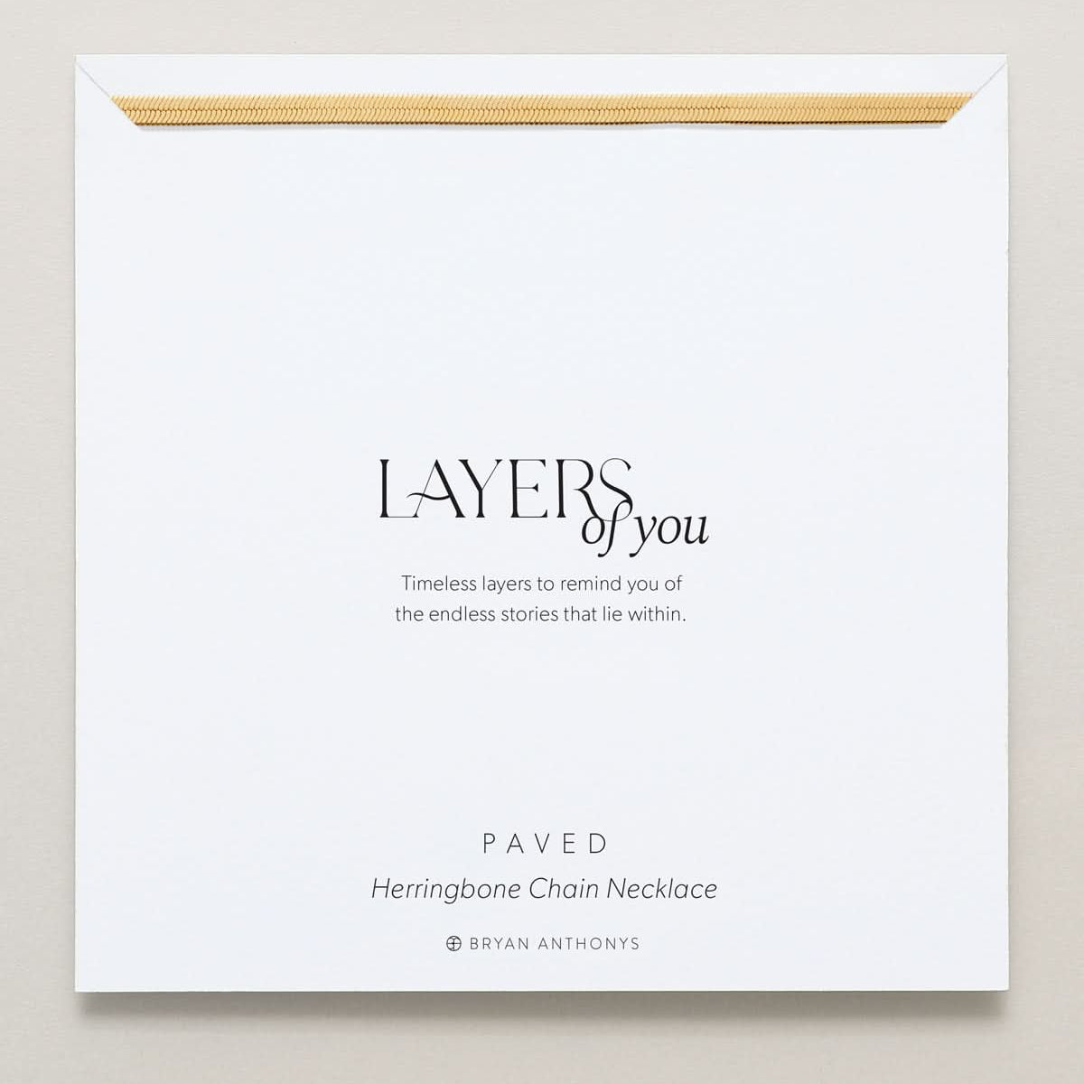 Bryan Anthonys Layers of You Paved Gold Herringbone Chain Necklace On Card