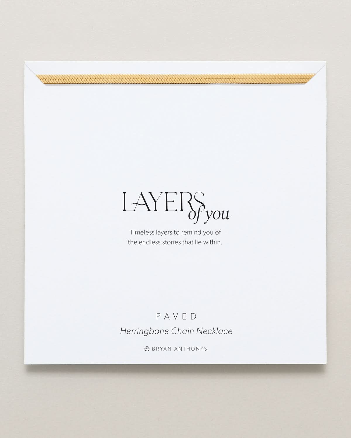 Bryan Anthonys Layers of You Paved Gold Herringbone Chain Necklace On Card